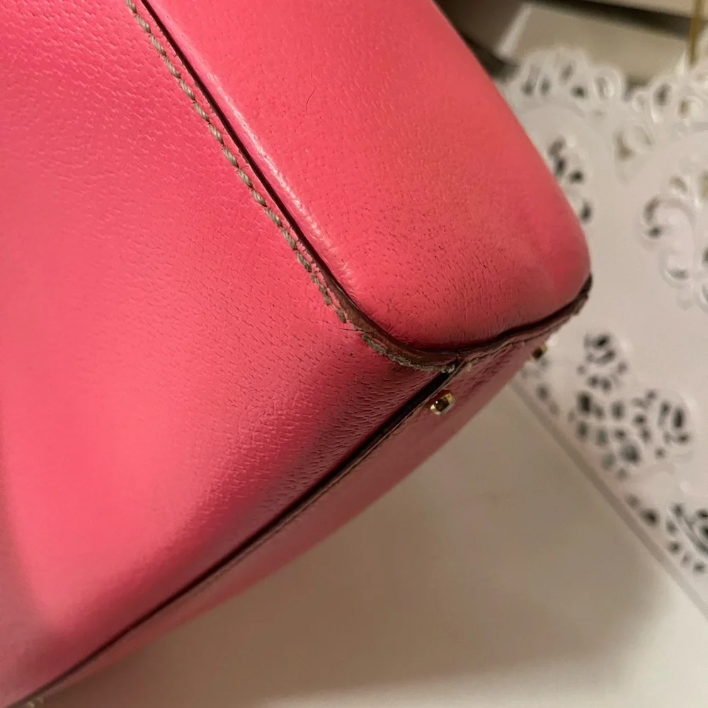 Kate Spade Neon Coral Pink Leather Tote